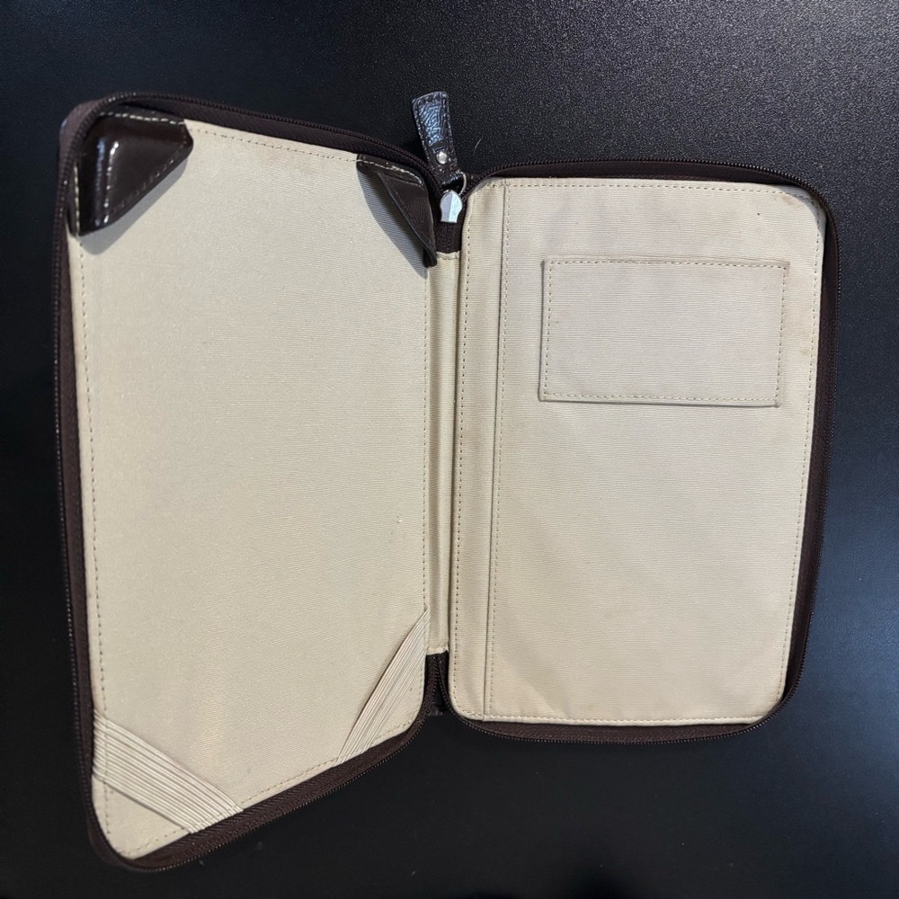 Coach Tan and Brown Monogram Zip iPad eReader Zippered Case Wallet - Picture 2 of 10